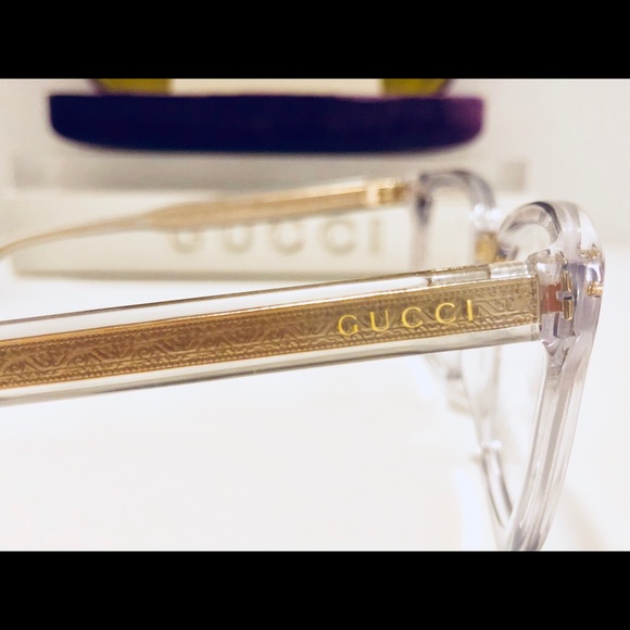 Gucci Eyeglasses Transparent Crystal, Gold 50mm - Picture 4 of 8